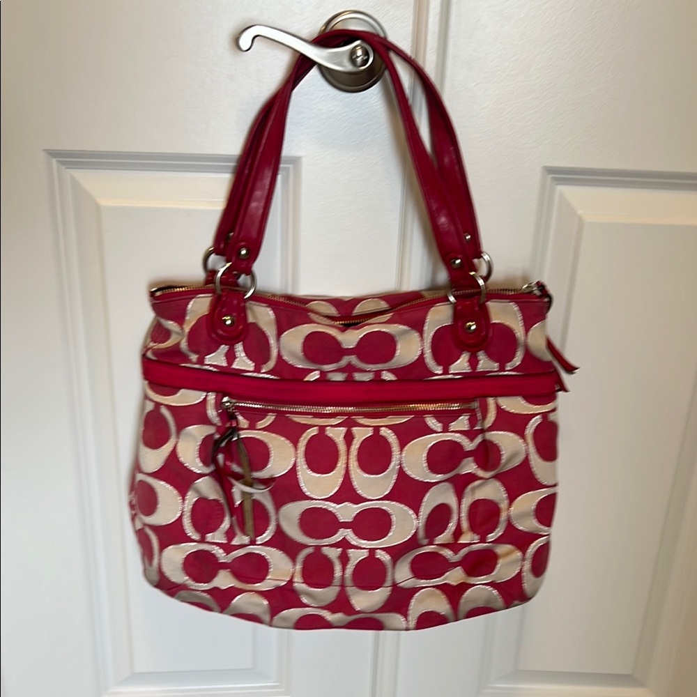 Coach Hot Pink Signature Tote Bag